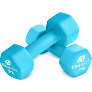 Neoprene Coated Workout Dumbbells set of 2  Anti Roll, Non Slip with Smooth Grip Fitness & Exercise Dumbbells  Hexagon Shaped Hand Weights for Women & Men  Best Choice for Gyms & home use (10 lbs - Sea Green)