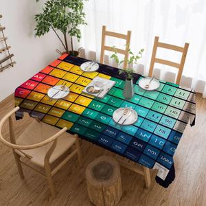 Rectangle Tablecloth Waterproof Table Cloth,Periodic Tablefor Kitchen Dining,Party,Holiday,54 x 72Inch (Multicolour 15)
