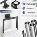 Matte Black Bathroom Hardware Set 4 Pieces, Toilet Paper Holder Set SUS304 Stainless Steel Bath Hand Towel Ring Set for Bathroom Hardware Accessories Set Wall Mounted