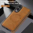 2 x Shockproof Case Designed for Samsung Galaxy S25 Edge Premium PU Leather Magnetic Rugged Compatible with MagSafe Slim Phone Cover for Samsung S25 Edge (Brown)