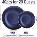 40 Pcs Blue Plastic Plates, Navy Blue Plates Disposable With Gold Rim, Blue Plates Heavy Duty for Patriotic Day Graduation Party Birthday Wedding