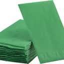 Dinner Napkins Disposable Guest Towels, Green Beverage Napkins Soft and Absorbent Paper Napkins Dinner Size for Party, Wedding, 8 x 4.5 2 Ply Party Napkins, Pack of 40 - by Amcrate
