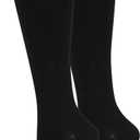 2 Pairs Dr. Motion Compression Knee-Hi Women's Socks Black Size 9-11