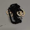 6 Pack Adjustable Macrame Plant Hanger Extender Handmade Woven Hanging Basket Extenders Connectable Rope Hanging Extension with Wooden Ring for Indoor Outdoor Plant Pot Holder(Black)