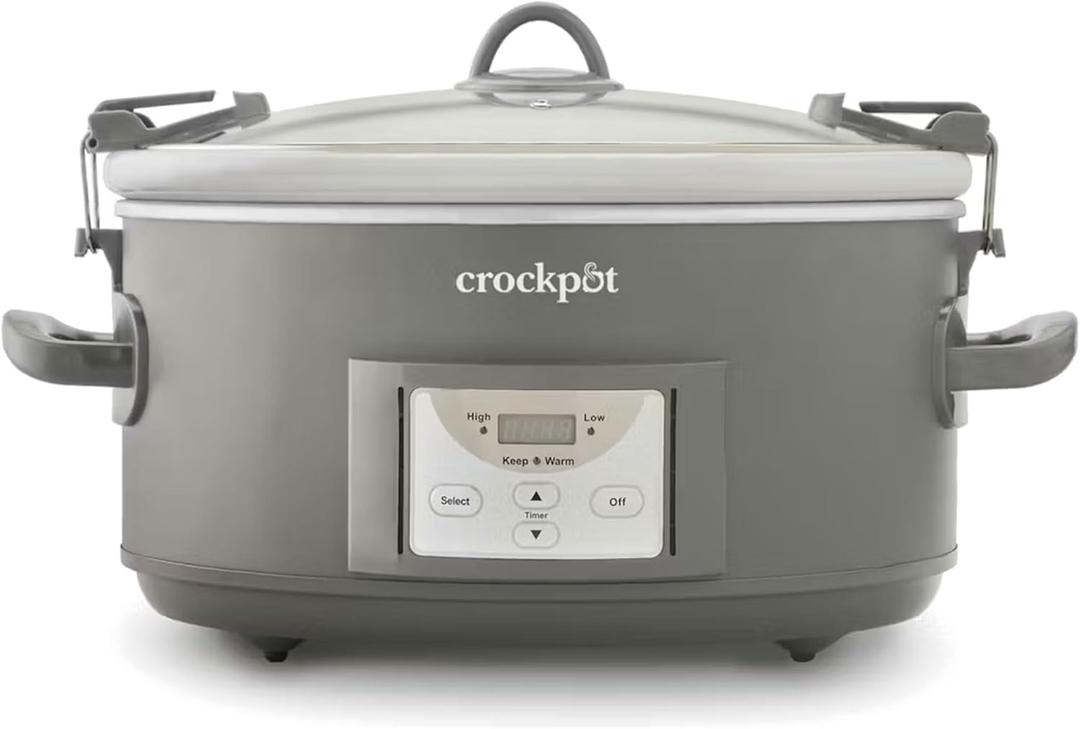 Crock-Pot Locking Lid 6qt Cook and Carry Programmable Slow Cooker Moonshine Green (Grey)