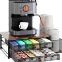 TQVAI K Cup Holder - 60 Capsule Capacity 2 Tier Sliding Pods Storage Drawer with Disposable Cups & Lids Holder, Coffee Bar Station Organizer for Countertop, Black