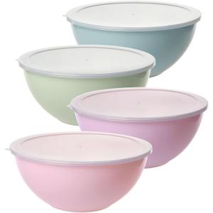 Greentainer 4-Piece Plastic Mixing Bowl Set with Lids for Kitchen, 67oz Lightweight Storage Bowls, Large Salad Bowls for Baking, Prepping, Cooking and Serving Food, Dishwasher & Microwave Safe