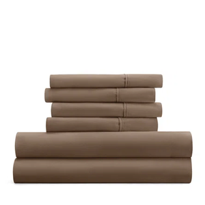 Modern Threads Soft Microfiber Solid Sheets - setLuxurious Microfiber Bed Sheets 62 inch - Includes Flat Sheet, Fitted Sheet with Deep Pockets, & Pillowcases Brown Queen 4 pillows 33×19 in