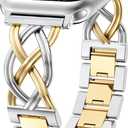 TOYOUTHS Dressy Bracelet Compatible with Apple Watch Bands 38/40/41/42/44/45/46/49mm Women, Celtic Stainless Steel Metal Fancy Nice Pretty Strap for iWatch Series 11 10 9 8 7 6 5 4 Ultra/SE 3 2 1 (Silver/Gold)