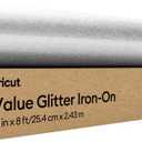 Cricut Value Glitter Iron On, Silver (10in x 8ft roll) - HTV Heat Transfer Vinyl