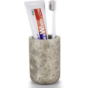 Natural Marble Toothbrush Holder for Bathroom Countertop Toothbrush Waterproof Natural Stone Organizer with Non-Slip MakeupModern Bathroom Storage,Base, Razor(NS033)