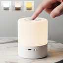 JIMEI Small Touch Cordless Bedside Table Lamp Rechargeable Dimmable Nightstand Lamp for Bedroom Portable Night Light for Kids LED Lamp with Warm White Lights for Living Room Home Gifts (White)