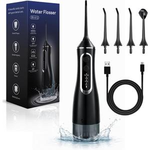 BeFit24 Water Flosser for Teeth Cordless: 320L Portable Oral Irrigator with DIY Strength for Daily Oral and Braces Care, 4 Modes & 4 Jet Tips, IPX8 Waterproof Dental Flosser for Home Travel