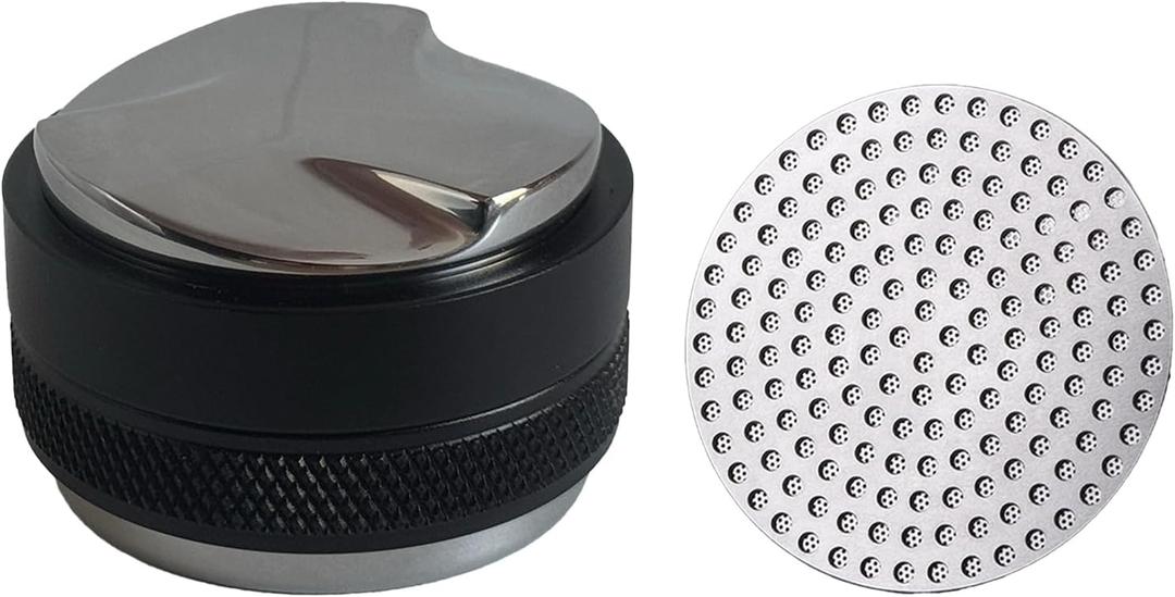 53mm Coffee Distributor and Tamper,Adjustable Depth for Breville 54mm PortafilterDual Head Coffee LevelerProfessional Espresso Hand TampersBlack
