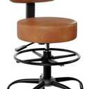Drafting Chair with Back, Adjustable Foot Rest Rolling Stool(1,Brown)