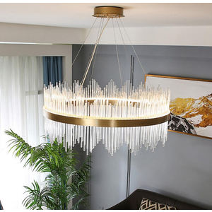 Led Crystal Chandelier,24 Inch 60W Close to Ceiling Light Modern Gold Pendant Light Fixture Dimmable 3000-6000k Hanging Lights for Dining Room Living Kitchen Ceiling Lighting Flush Mount