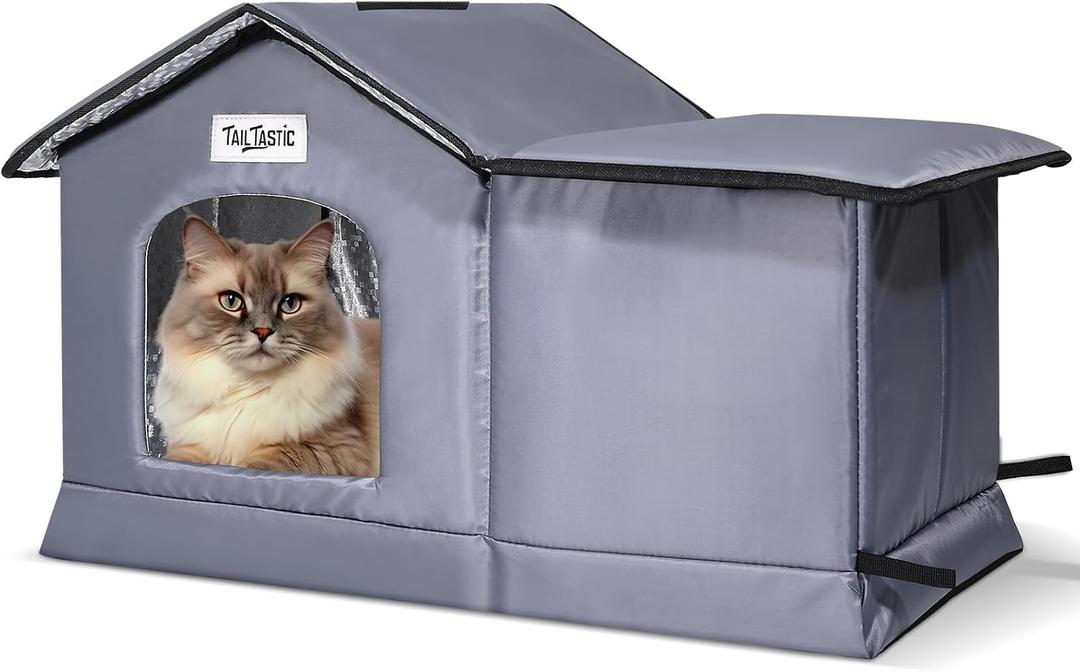 Weatherproof & Insulated Outdoor Cat House - Seamless Base Stays Dry,Easy Assembly, Warm Shelter for Community/Outdoor Cats(Large)