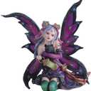 StealStreet SS-G-91408 Purple Fairy Kneeling with Black Cat Collectible Figurine Decoration
