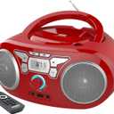 Portable CD Player Boombox with Bluetooth, FM Radio, USB Input, 3.5mm AUX and Headphone Jack, Clear Stereo Sound