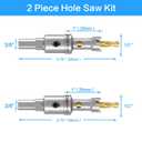 TCT Hole Saw Set, 2-Pack of 1/2" (12mm) Heavy Duty Tungsten Carbide Tipped Hole Cutters for Stainless Steel Mild Steel Copper Iron Brass Plastic and More, with Titanium-Plated Pilot Drill Bits