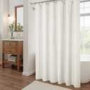 KOUFALL Linen Shower Curtain, Boho Farmhouse Shower Curtains for Bathroom, Bath Decor Natural Cloth Cotton Look Polyester Waterproof Fabric Shower Curtain Liner with Hooks Sets, Cream Ivory,72 x 72 Inch