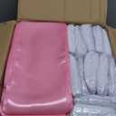 Mepase 100 Pcs White Chair Covers Set with 50 Stretch Spandex Chair Covers 50 Chairs Sashes Bows Universal Fitted Cover Removable Washable for Wedding Party Dining Banquet(White, Pink)