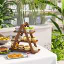 3 Tier Serving Tray Cupcake Stand and Towers Serving Tray for Party Food Tray Farmhouse Serving Platter Decorative Tray Decor Dessert Display Set Tiered Tray Stand (Brown)
