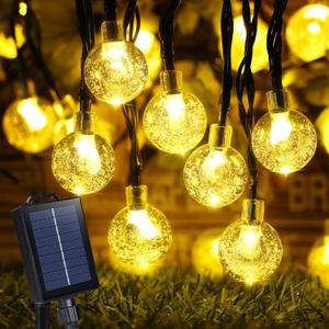 Joomer Solar Powered String Lights,39FT 60 LED Outdoor Solar String Lights Crystal Ball Lights 8 Modes Globe Lights for Garden, Gazebo, Porch, Lawn, Patio, Tree Decor (Warm White)