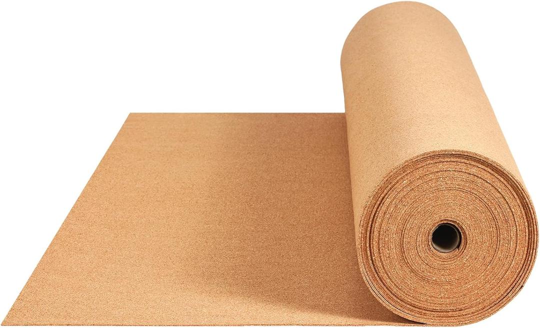 200 Sq. Ft. Cork Roll 48 x 600 Inch Cork Underlayment Roll Sound Insulation Mildew and Moisture Proof for Office Home School DIY Supplies(3mm Thick)