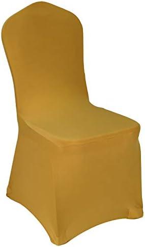 WELMATCH Gold Stretch Spandex Chair Covers - 12 PCS Banquet Events Party Universal Dining Decoration Scuba Elastic Chair Covers Premium (Gold, 12)