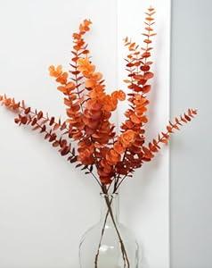 Avoik 3 PCS Large Artificial Branches 31.4 inches Fall Artificial Eucalyptus Leaves Fake Faux Plastic Tall Stem Autumn Plants for Indoor Outdoor Table Centerpiece Fireplace Halloween Home Decor