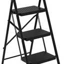 Step Stool for Adults,3 Step Ladder Folding 330lbs Anti Slip Step Stool,Foldable Ergonomic 3 Step Stool with Wide Pedal for Home, Kitchen, Office (Black)