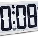 WallarGe Backlight Digital Wall Clock Battery Operated - with Temperature and Date 14.5'' Large Digital Wall Clock, Easy to Read and Set, Auto DST (White)