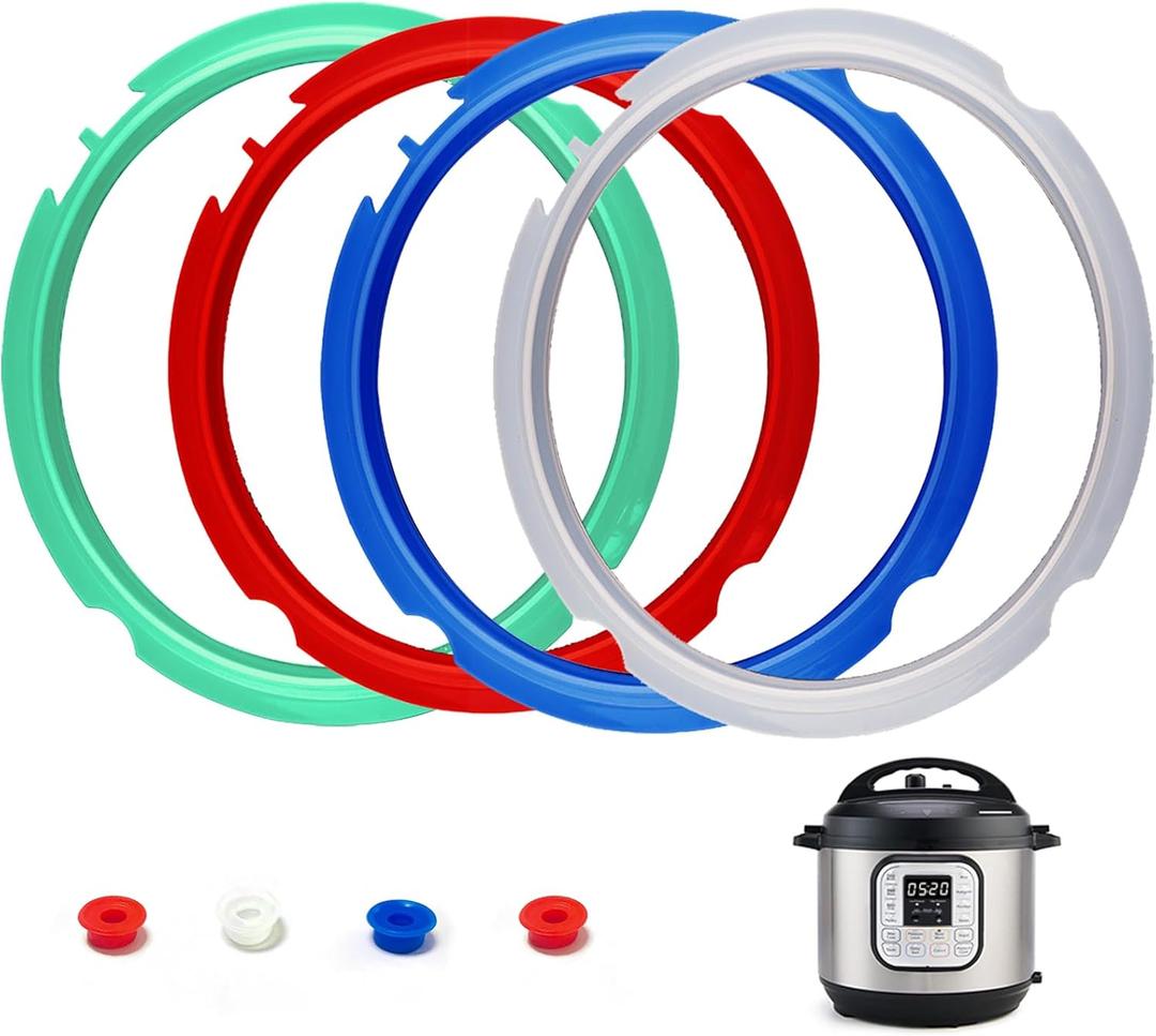 4 Pack Silicone Sealing Ring for Instant Pot 3 QT - Replacement Silicone Gasket Seal Rings 3QT with 4 Colors(Red, Clear, Green, Blue) - Instant Pot Replacement Silicone Gasket Seal for 3 Quart