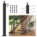 36" Stair Cable Railing Post for 28-38 Degrees Stairway, Matte Black Surface Mount Stair Deck Handrail Post System, Heavy-Duty Stainless Steel T304 Wire Railing Post for Stairs Indoor Outdoor