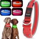 YFbrite Light up Dog Collar, USB Rechargeable LED Puppy Collar Super Bright Adjustable Glowing Dog Lights for Night Walking (Red, Medium)