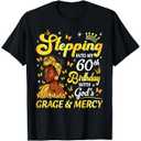 Stepping Into My July Birthday Afro Woman Religious Bday T-Shirt L (Light Blue)