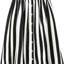 Allegra K Women's Striped Button Front Elastic Back Waist A-Line Midi Skirt Large