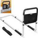 TABEKE Bed Rails for Elderly Adults Safety, Adjustable Senior Bed Assist Rail with Non-Slip Handle and Double Side Storage Pocket Fits King, Queen, Full, Twin Bed (White)