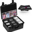Sports Card Case, Trading Graded Card Storage Box with 9 Dividers for PSA MTG TCG Zion BCW Card Sleeve, Waterproof Protective Sports Cards Organizer Carrying Case for Magnetic Cards / Top Loaders (9 Adj-Zones/ Fits 5.75" High Cards)