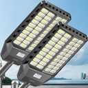 Deepn Solar Street Lights Outdoor, 10000W Bright Security Lights for Yard, Motion Sensor Flood Lights with IP67 Waterproof, Dusk to Dawn Commercial Street Lights for Parking Lot, Garage, Patio, 2 Pack, 9000W*2PACK