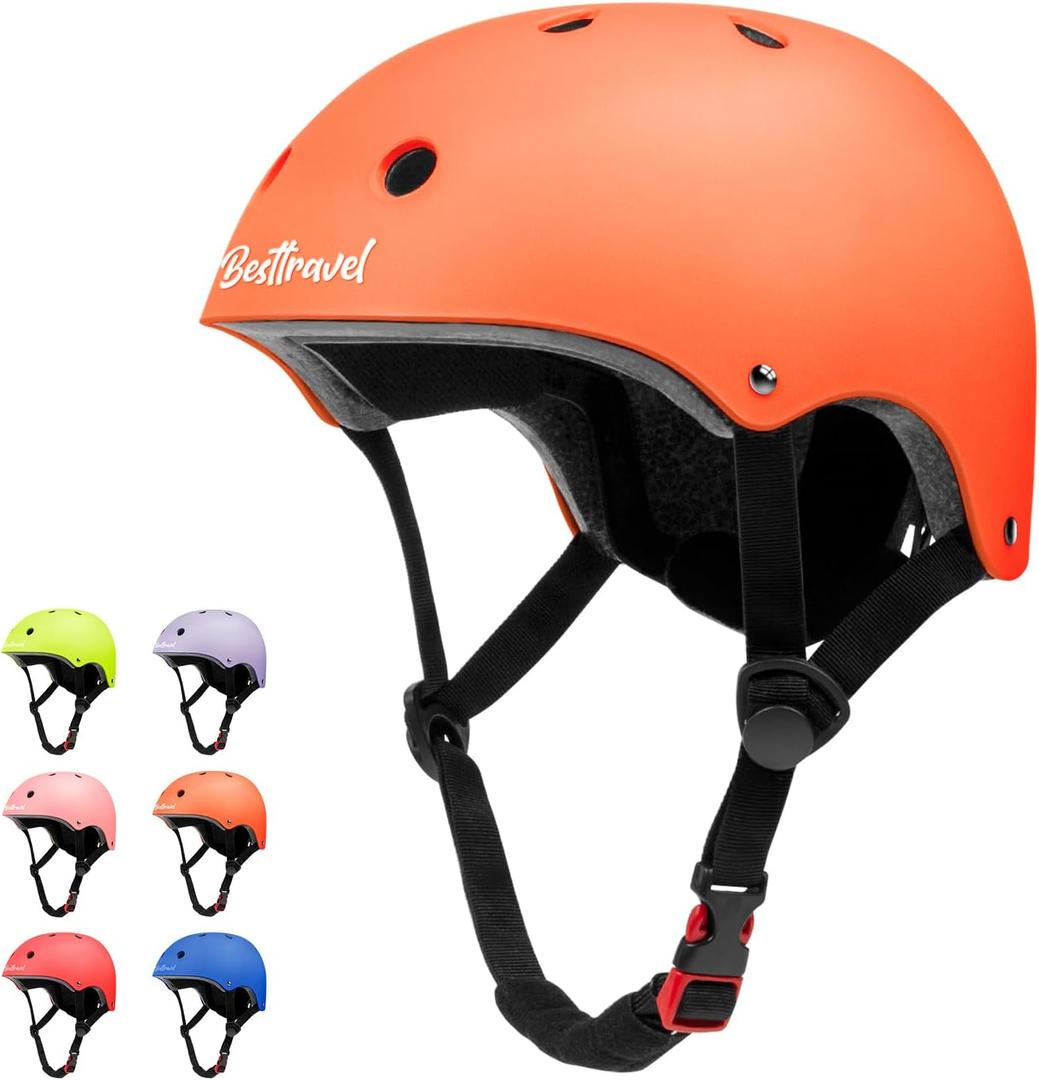 Kids Helmet, Toddler Adjustable Kids Ages 3-8 Years Old Boys Girls Multi-Sports Safety (Orange)