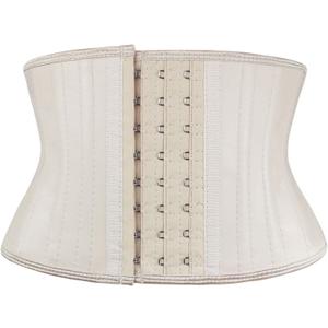 Atbuty Super Short Torso Waist Trainers Cincher Corset Tummy Shaper Slimming Latex Girdle, Beige (7'' Short Torso, 25 Steel Bones), Medium