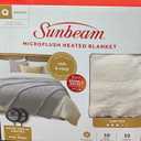 Sunbeam Microplush Electric Heated Blanket with Preheat Feature Two Digital Controller 10-Heat Settings Auto Shut-Off, UL Certified for Safety, Ivory Beige