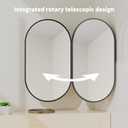 32" x 20" Black Oval Wall Mirror, Capsule Extendable Swivel Bathroom Vanity Makeup Mirror, 360 Rotation Folding Extendable Arm Vanity Mirror for Wall Shower Shaving