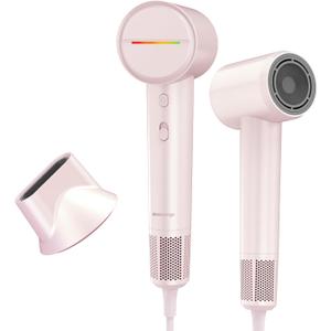 High Speed Hair Dryer 110000 RPM with 1 Billion Plasma Ions, Ionic Blow Dryer Frizz Free Fast Drying with Magnetic Diffuser for Curly Hair, Low Noise Lightweight Thermo Control Hair Dryers for Women (Pink)