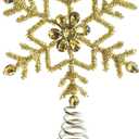Creative Co-Op Metal and Glass Beaded Snowflake Tree Topper, Gold Finish
