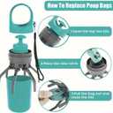 Dog Pooper Scooper, Portable No-Touch Waste Picker with Built-in Bag Dispenser (1 Roll 15 Count), One-Handed Claw Grabber with Wrist Lanyard, Leak-Proof Odor-Control Storage, for Small & Medium Dogs