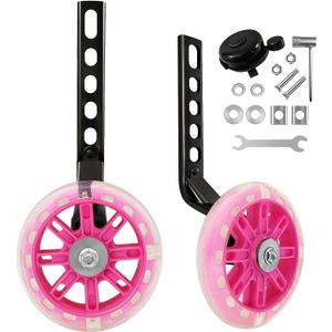 Trainer Wheels for Bicycle, Flash Mute Wheel, Heavy Duty Adjustable Bike Stabilizer for Kids with Bell and Reflective Sticker for 12 14 16 18 20 inch Single Speed Bike