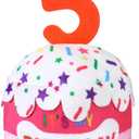 Dog 5th Birthday Cake Toy Accessories for Girl Boy Gifts, Pink Squeaky Plush Toy for Dog Birthday Party Decor Favor for Large, Medium and Small Dogs